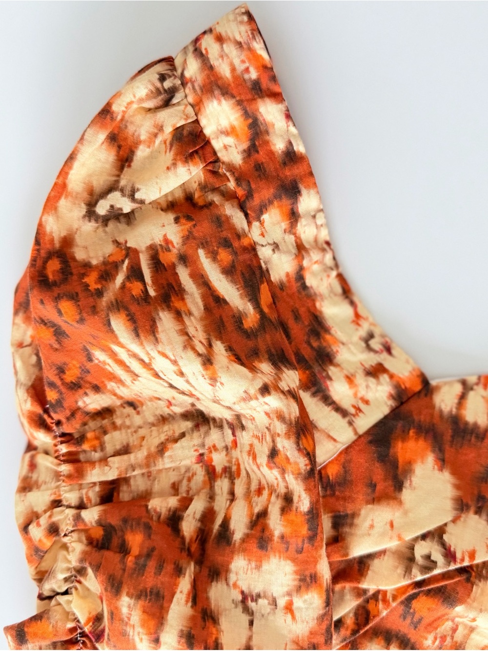 Zara Floral Ruched Crop Top & Wide Leg Pants Co-Ord Set XS/S Orange Boho Y2K - Picture 6 of 16